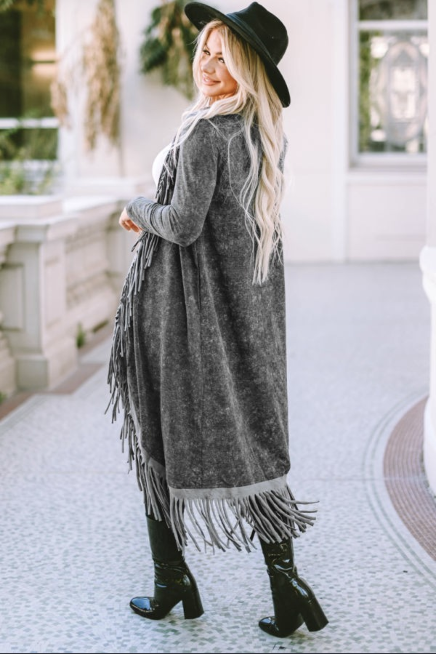 Black Fringed Duster W/ Pockets