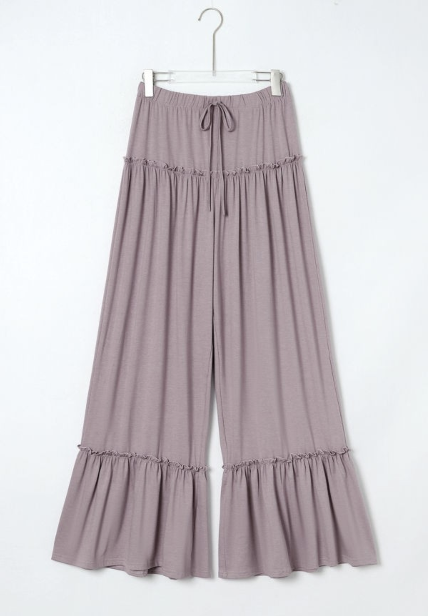 Frilled Leg Drawstring Pants Khaki