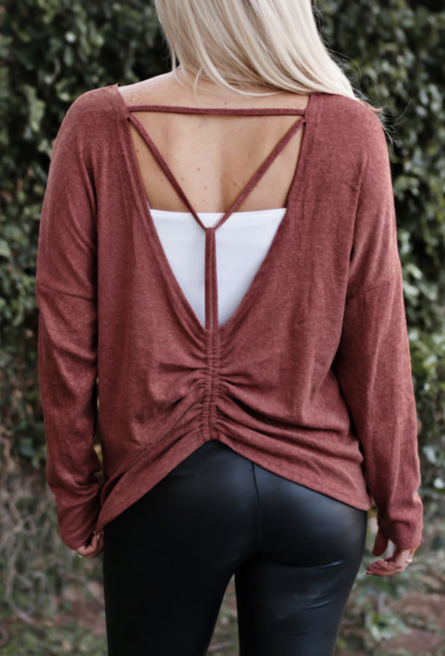 Hollow-Out Ruched Back Long Sleeve