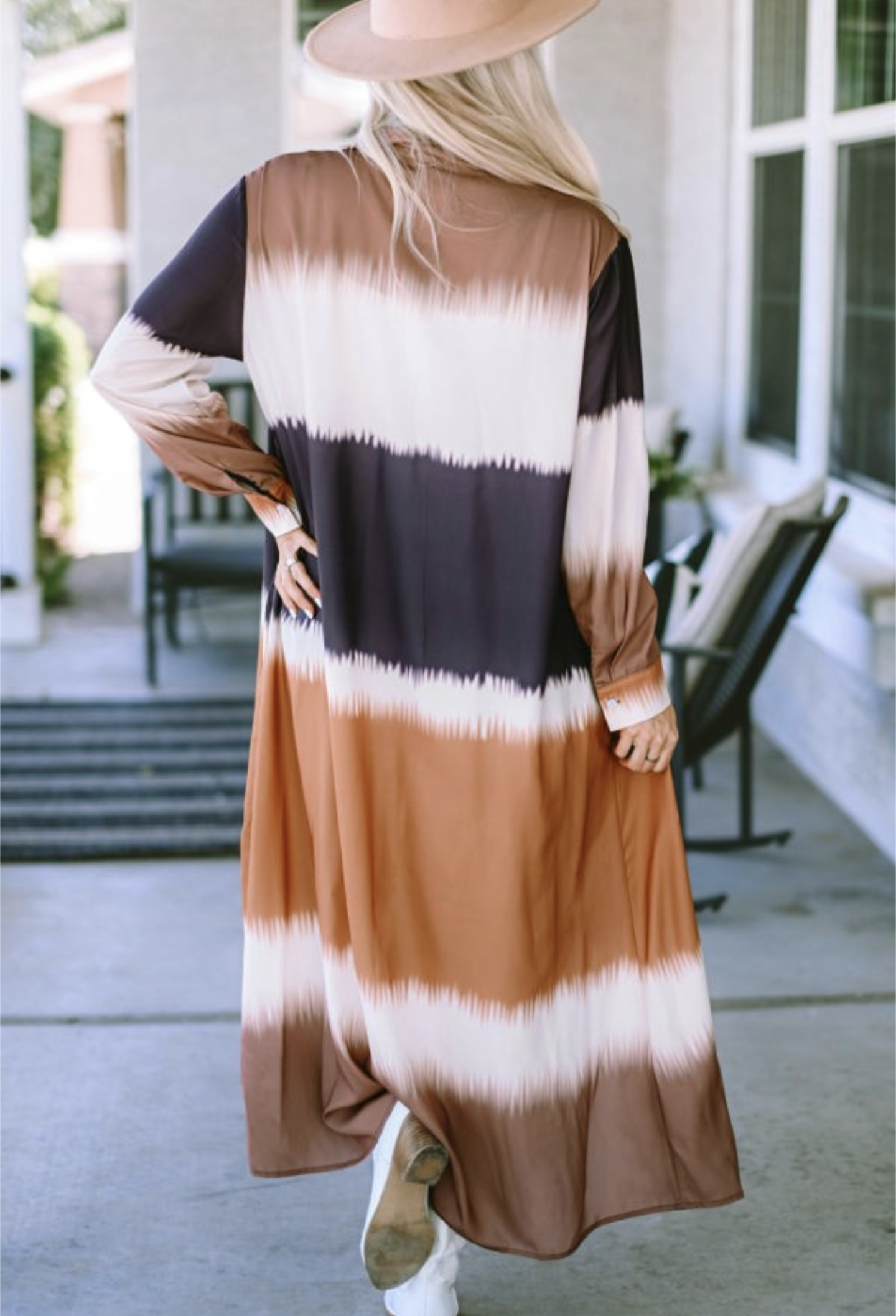 Multicolor Tie Dye Color block Button Up Dress/Duster