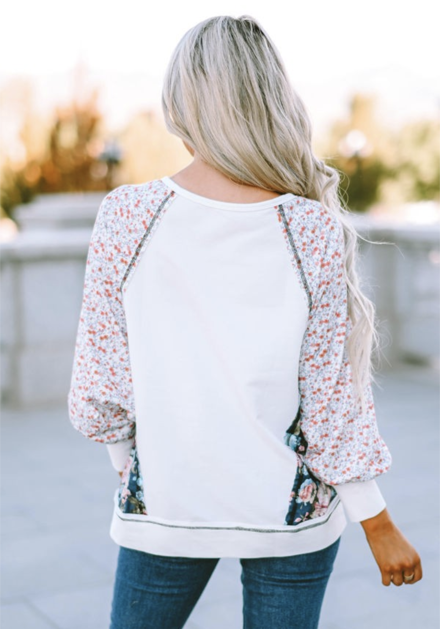 Multiple Floral Patchwork Long Sleeve Top