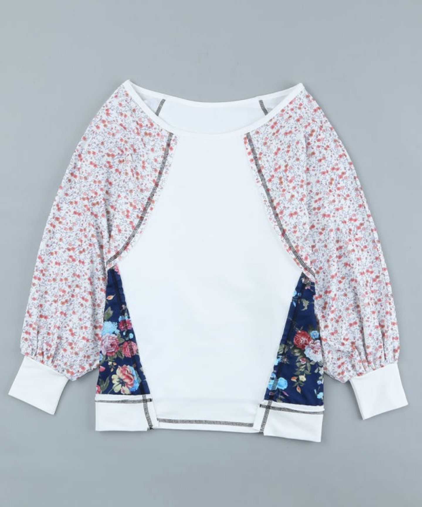 Multiple Floral Patchwork Long Sleeve Top