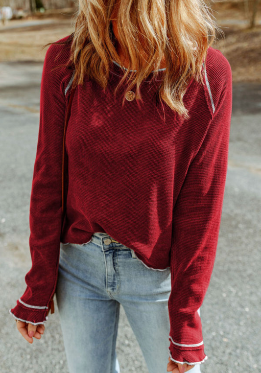 Textured Thermal Top Red